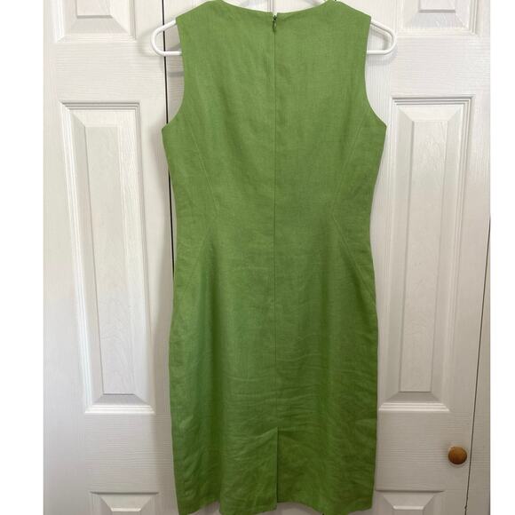 Talbots Spring Green 100% Irish Linen Sheath Dress Size 2 Petite - Picture 5 of 8